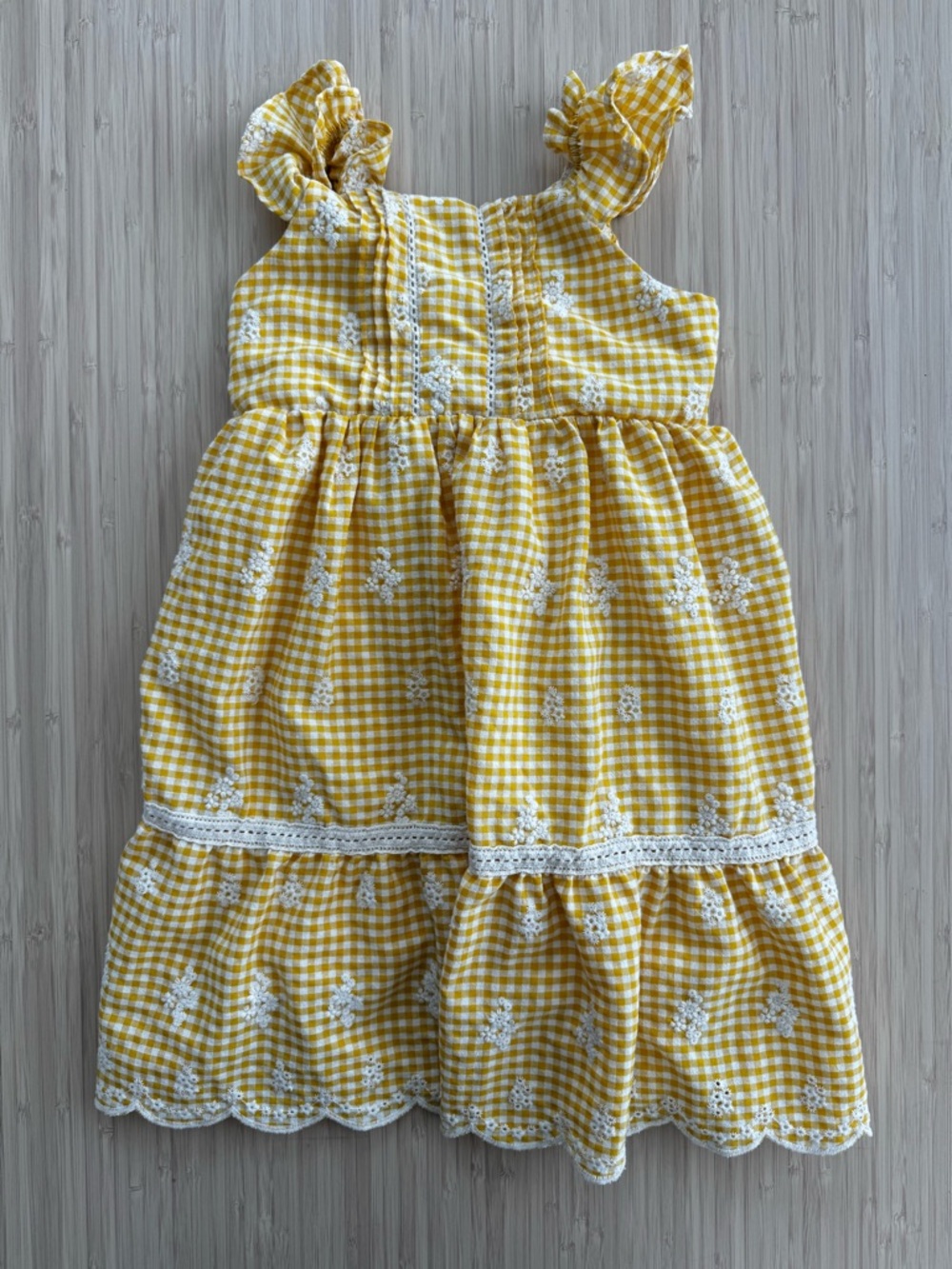 Target Cat & Jack toddler girl yellow gingham spring Easter dress 5t